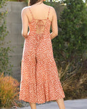 Cactus Print Jumpsuit - Brick