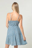 Smocked Cactus Print Dress - Blue