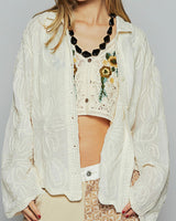 Embroidered Button Down - Cream