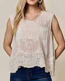 Lace Detail Sleeveless Top - 2//Colors