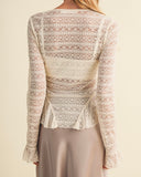 Button Down Long Sleeve Lace Top - *2//COLORS*