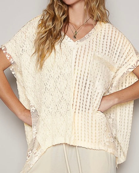 Oversized Lace Top - Cream