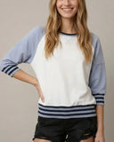 Color Block Three Quarter Sleeve Raglan