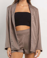 Satin Blazer & Shorts Set