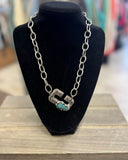 Large Initial w/ Turquoise Necklace