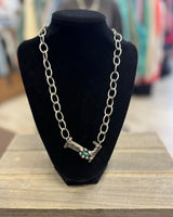 Large Initial w/ Turquoise Necklace