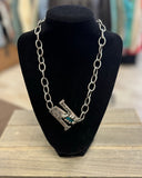 Large Initial w/ Turquoise Necklace