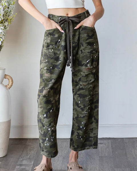 Camouflage Barrel Jeans