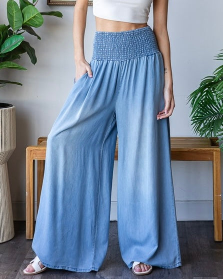 Chambray Flowy Pants