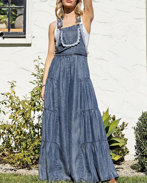 Denim Tiered Jumpsuit / Overalls
