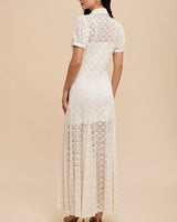 A Line Button Down Lace Dress - *2//COLORS*