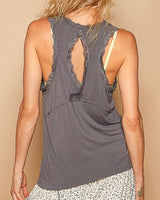 Lace Trim Henley Tank
