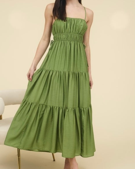 Tiered Midi Dress - Olive