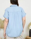 Chambray Stripe Short Sleeve Button Down