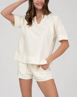 Washed Split Neck Sweatshirt