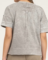 Washed Split Neck Sweatshirt