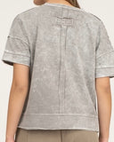 Washed Split Neck Sweatshirt