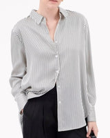 Satin Stripe Button Down Blouse