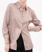 Satin Stripe Button Down Blouse