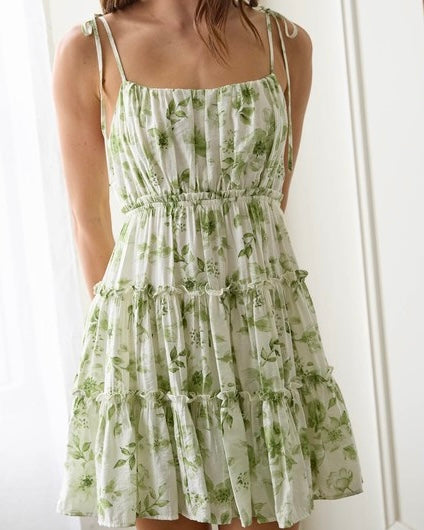 Spaghetti Strap Floral Tie Back Dress  *2//COLORS*