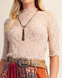 Half Sleeve Lace Top *3//Colors*