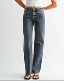 Mid Rise Straight Leg Jean