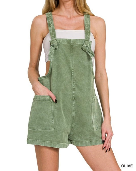Washed Knot Romper / Shortalls