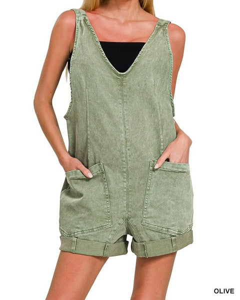 Washed Denim Romper