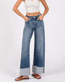 High Rise Cuffed Medium Wash