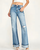 Mid Rise Cuffed Vintage Wash