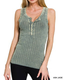 Washed Ribbed Snap Henley Tank - *7//COLORS*