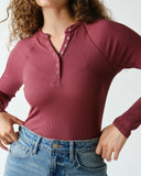 Micro Ribbed Snap Henley - Lots of Colors