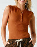Micro Ribbed Snap Henley Tank **MULTIPLE COLORS**