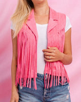 Pink Suede Fringe Vest