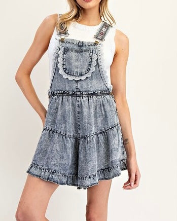 Tiered Denim Romper
