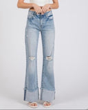 Distressed Cuffed Jean - Light Wash