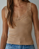 Lace Trim Ribbed Tank