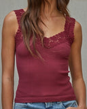 Lace Trim Ribbed Tank