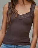 Lace Trim Ribbed Tank