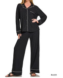 Button Down Long Sleeve & Pants PJ Set - *4//Colors*