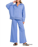 Scuba Collared Pullover & Center Seam Pants Set *4//Colors*