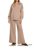 Scuba Collared Pullover & Center Seam Pants Set *4//Colors*