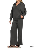 Scuba Collared Pullover & Center Seam Pants Set *4//Colors*