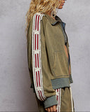 Star Detail Zip Up Hoodie - Moss