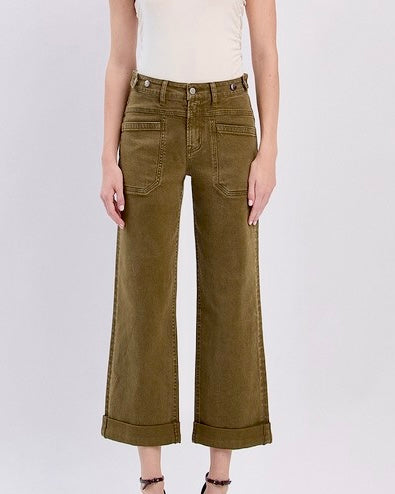 Dark Olive Cropped Jean