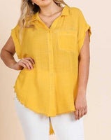 Washed Button Up Short Sleeve Top *4//COLORS*