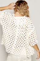 Laser Cut Denim Top - Cream