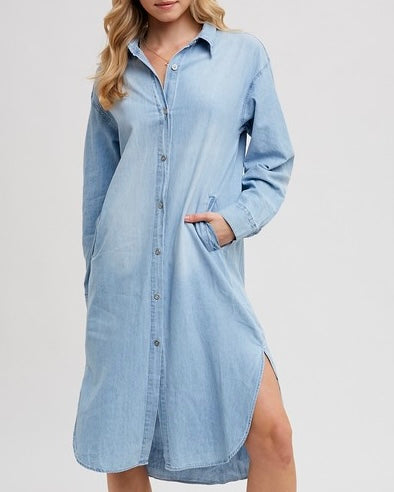 Button Down Denim Midi Dress