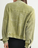 Washed Waffle Knit Jacket in Pear