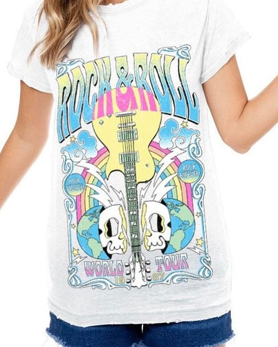 Rock & Roll World Tour 1987 Burnout T-Shirt - White